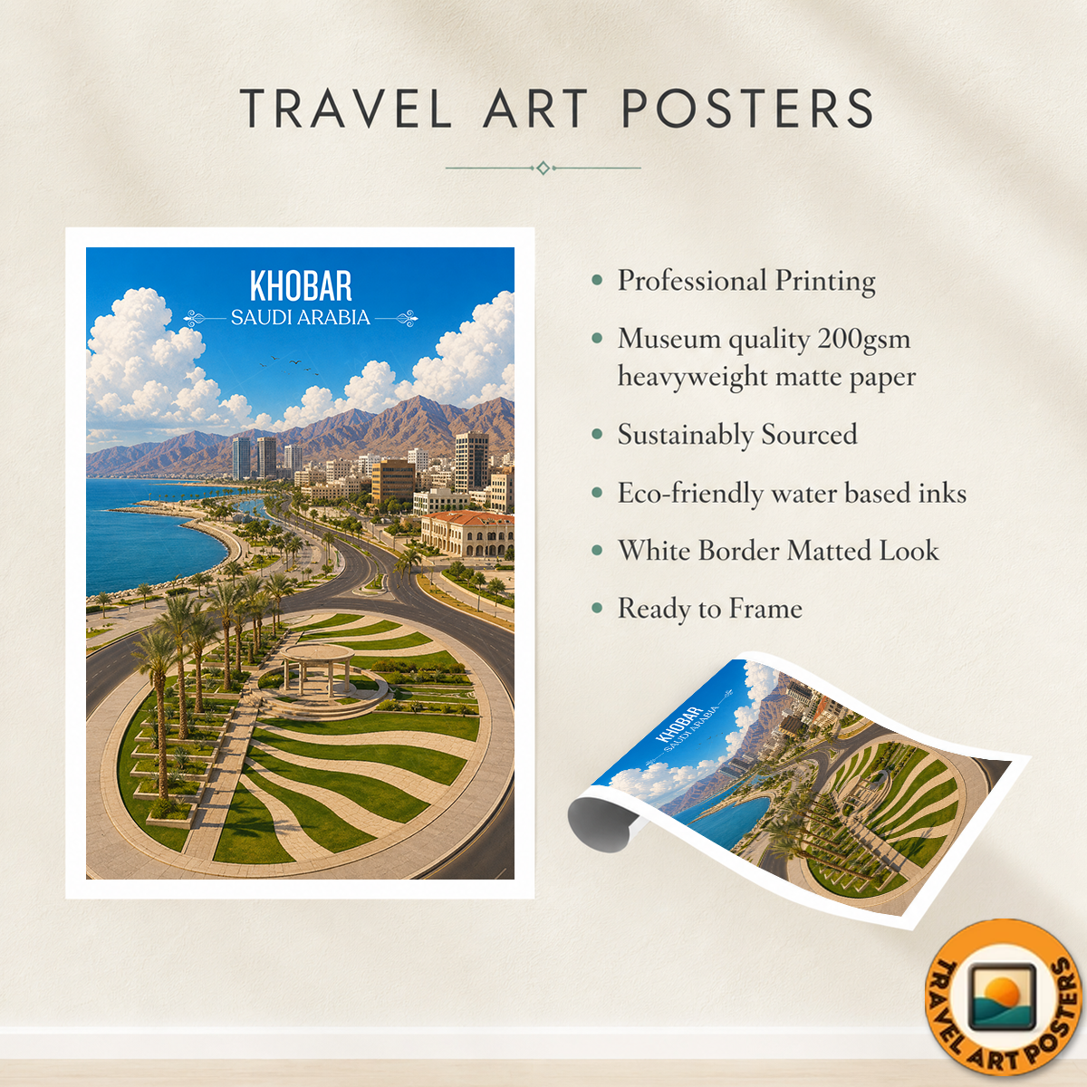 Khobar - Saudi Arabia - Travel Wall Art Deco Poster Print