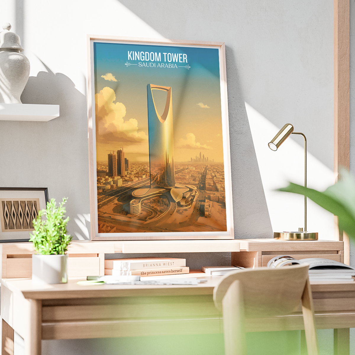 Kingdom Tower - Saudi Arabia - Travel Wall Art Deco Poster Print