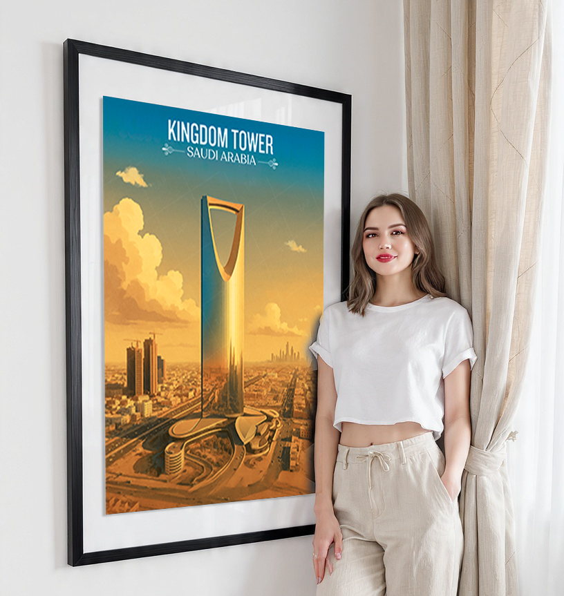 Kingdom Tower - Saudi Arabia - Travel Wall Art Deco Poster Print