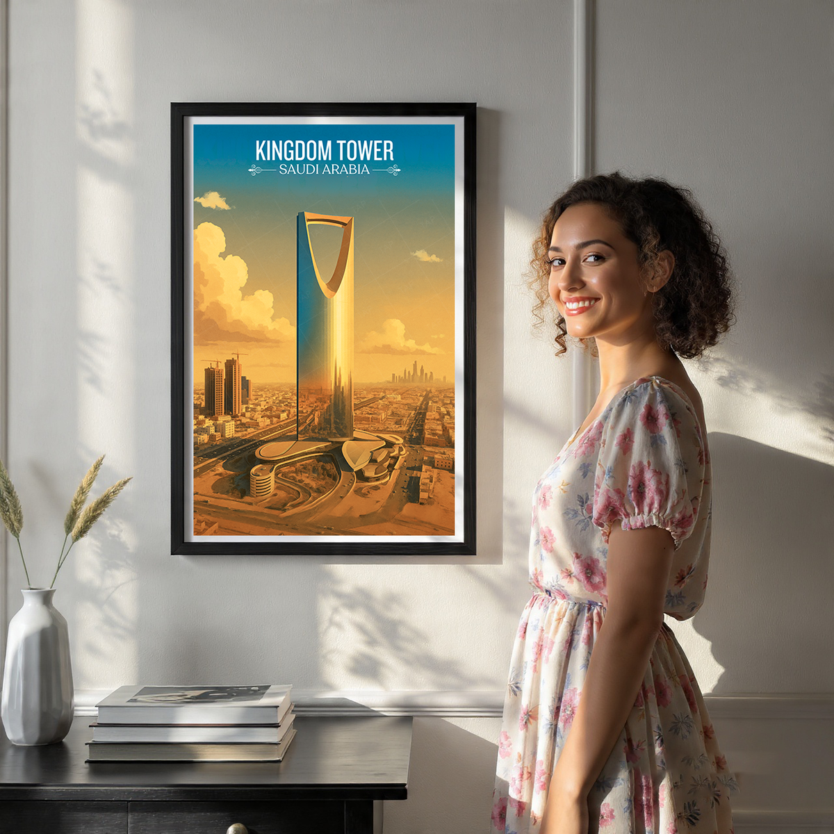 Kingdom Tower - Saudi Arabia - Travel Wall Art Deco Poster Print