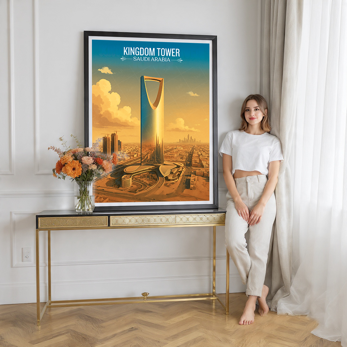 Kingdom Tower - Saudi Arabia - Travel Wall Art Deco Poster Print