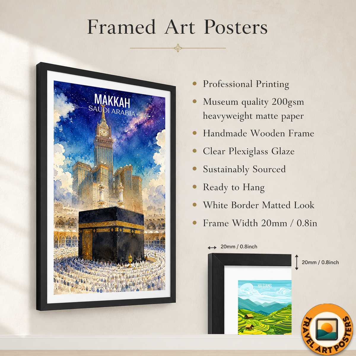 Makkah - Saudi Arabia - Travel Wall Art Deco Poster Print