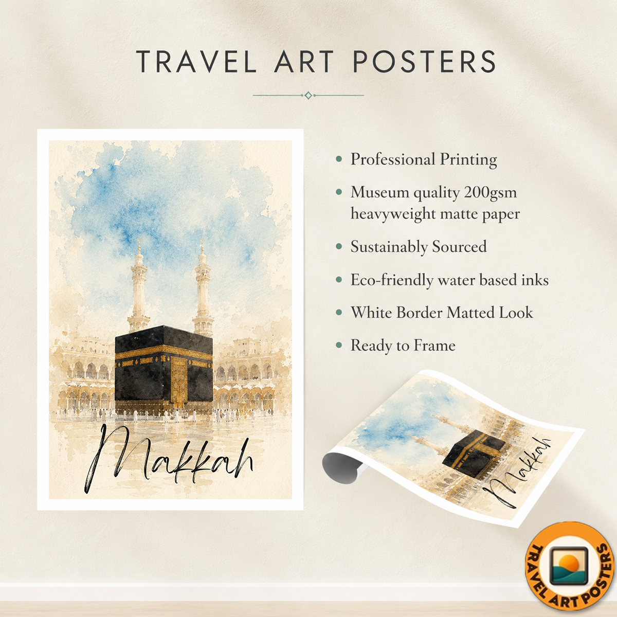 Makkah - Saudi Arabia - Travel Wall Art Deco Poster Print - Art Print - Travel Art Poster