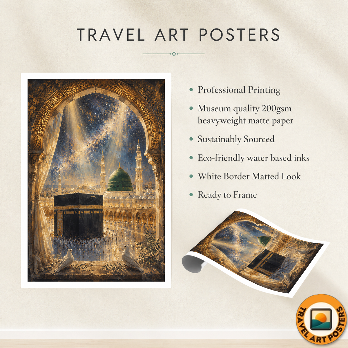 Makkah - Saudi Arabia - Travel Wall Art Deco Poster Print - Art Print - Travel Art Poster