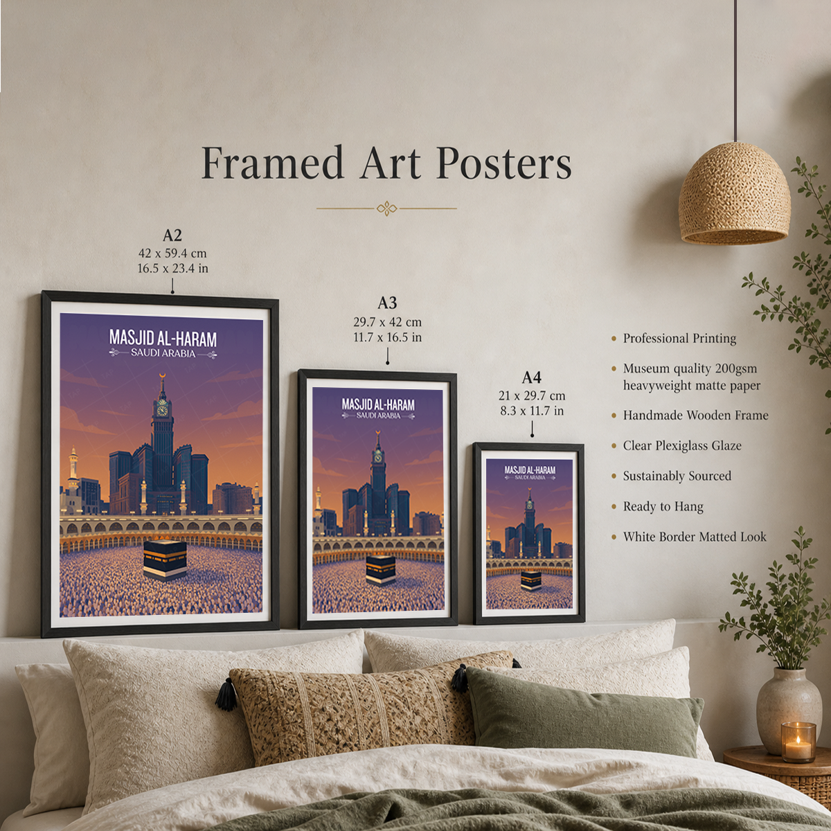 Masjid Al-Haram - Saudi Arabia - Travel Wall Art Deco Poster Print - Art Print - Travel Art Poster
