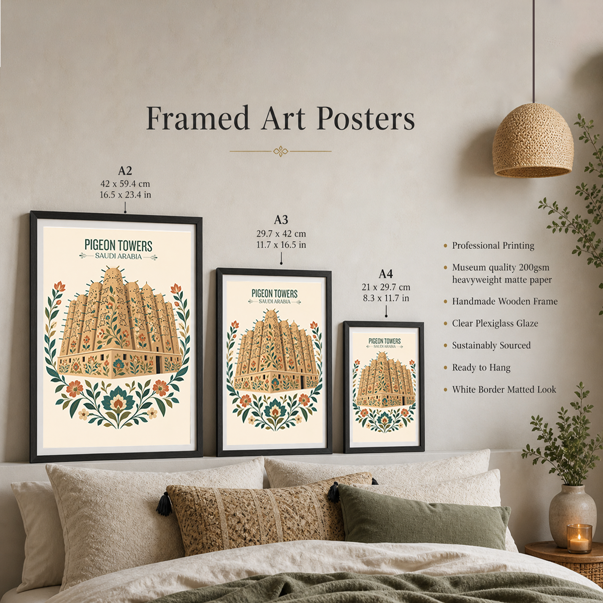 Pigeon Towers - Saudi Arabia - Travel Wall Art Deco Poster Print