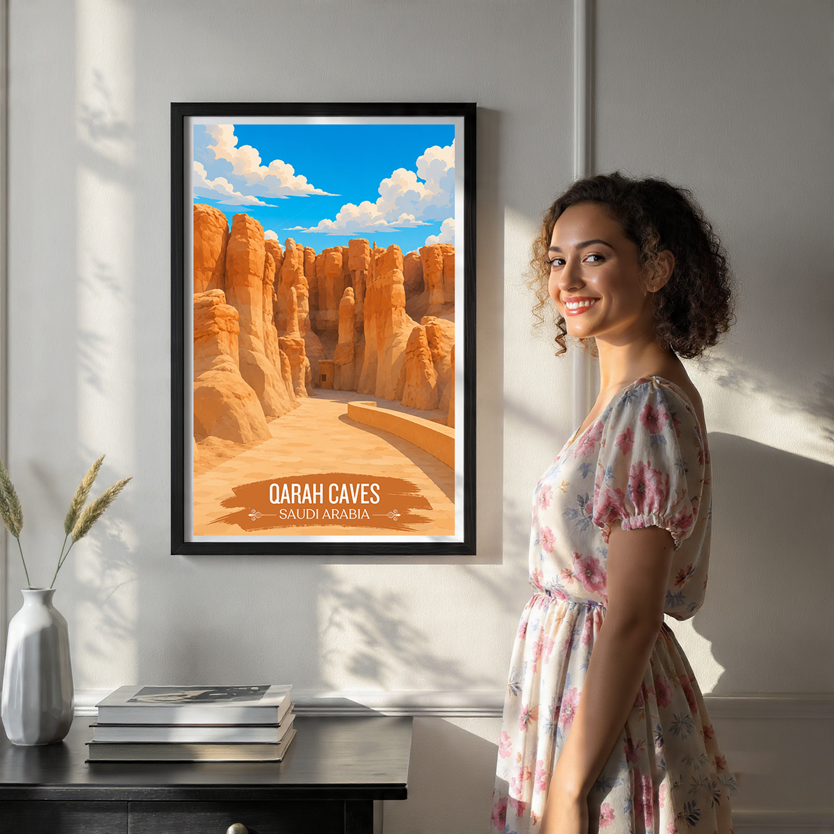 Qarah Caves - Saudi Arabia - Travel Wall Art Deco Poster Print