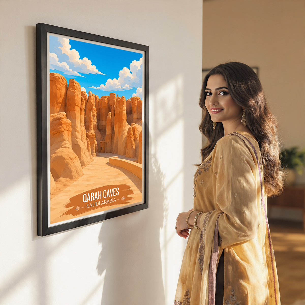 Qarah Caves - Saudi Arabia - Travel Wall Art Deco Poster Print