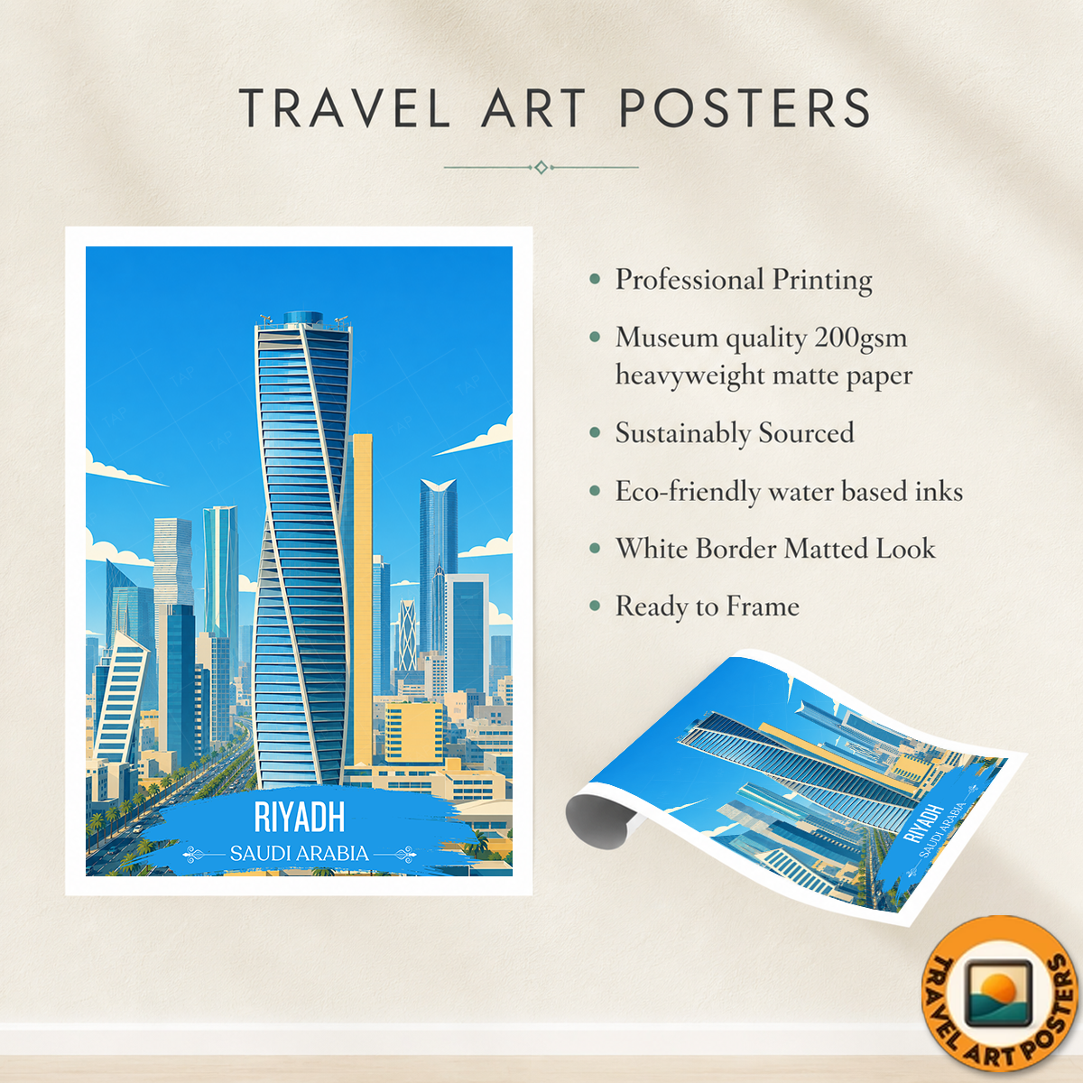 Riyadh - Saudi Arabia - Travel Wall Art Deco Poster Print
