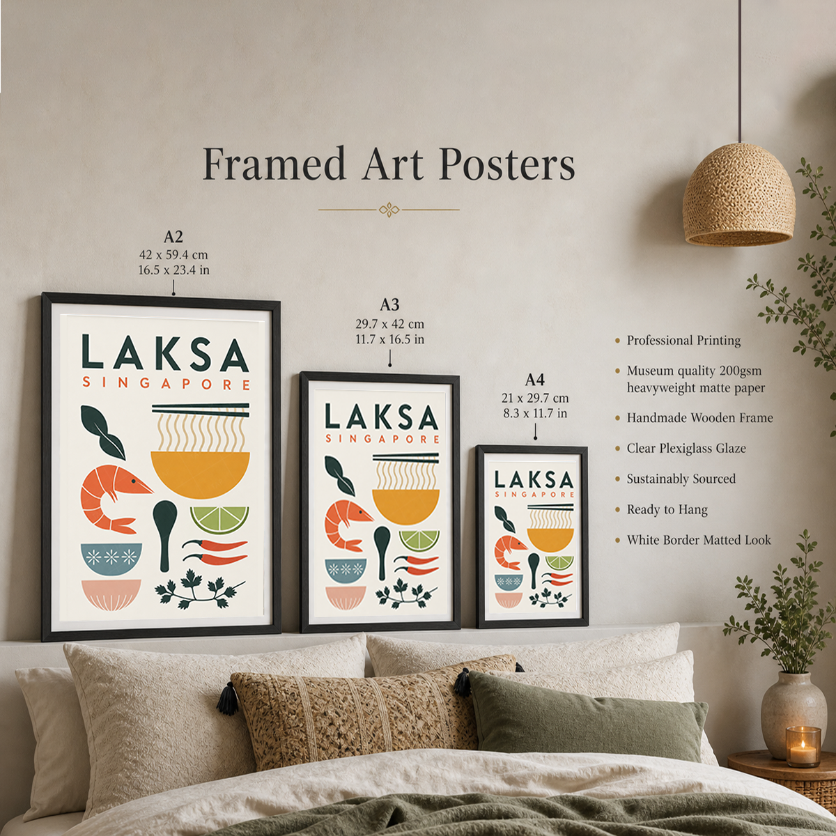 Laksa - Singapore - Poster Print Modern Style Wall Art