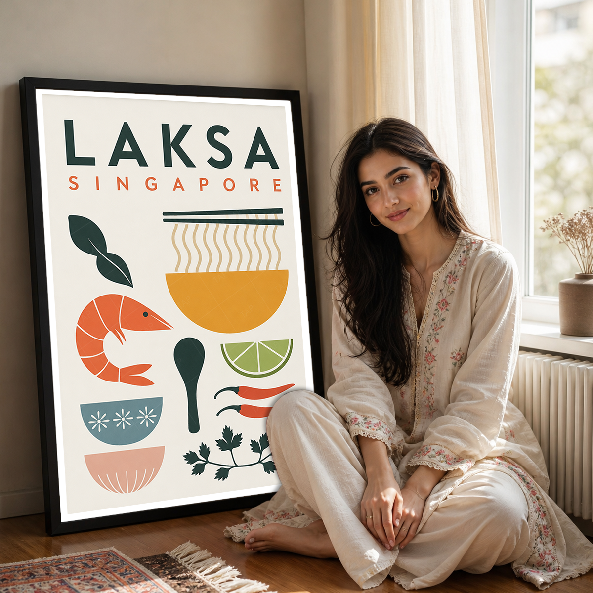 Laksa - Singapore - Poster Print Modern Style Wall Art