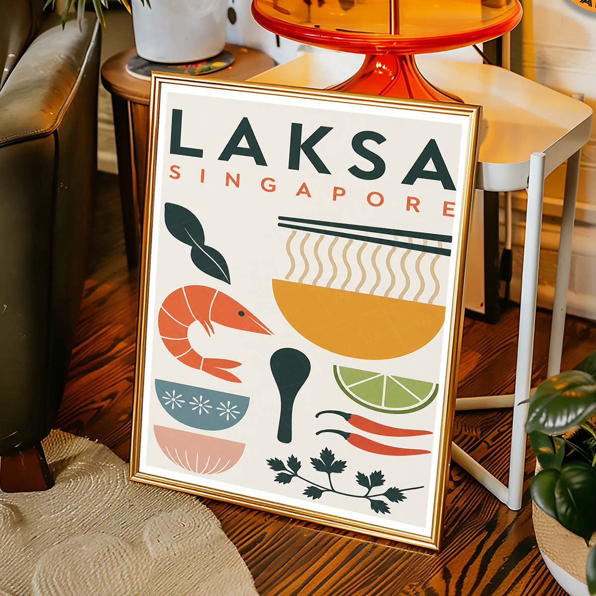 Laksa - Singapore - Poster Print Modern Style Wall Art