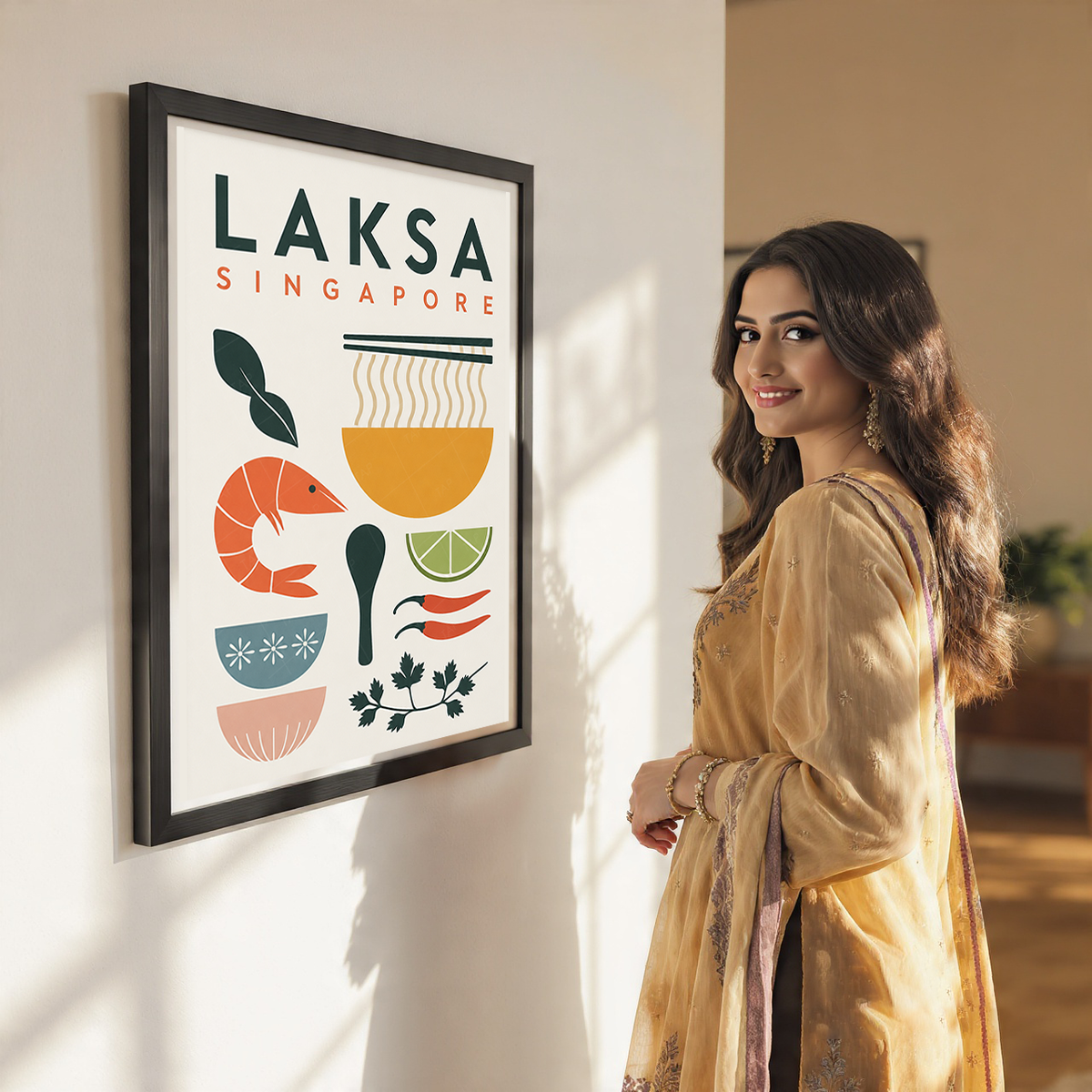Laksa - Singapore - Poster Print Modern Style Wall Art
