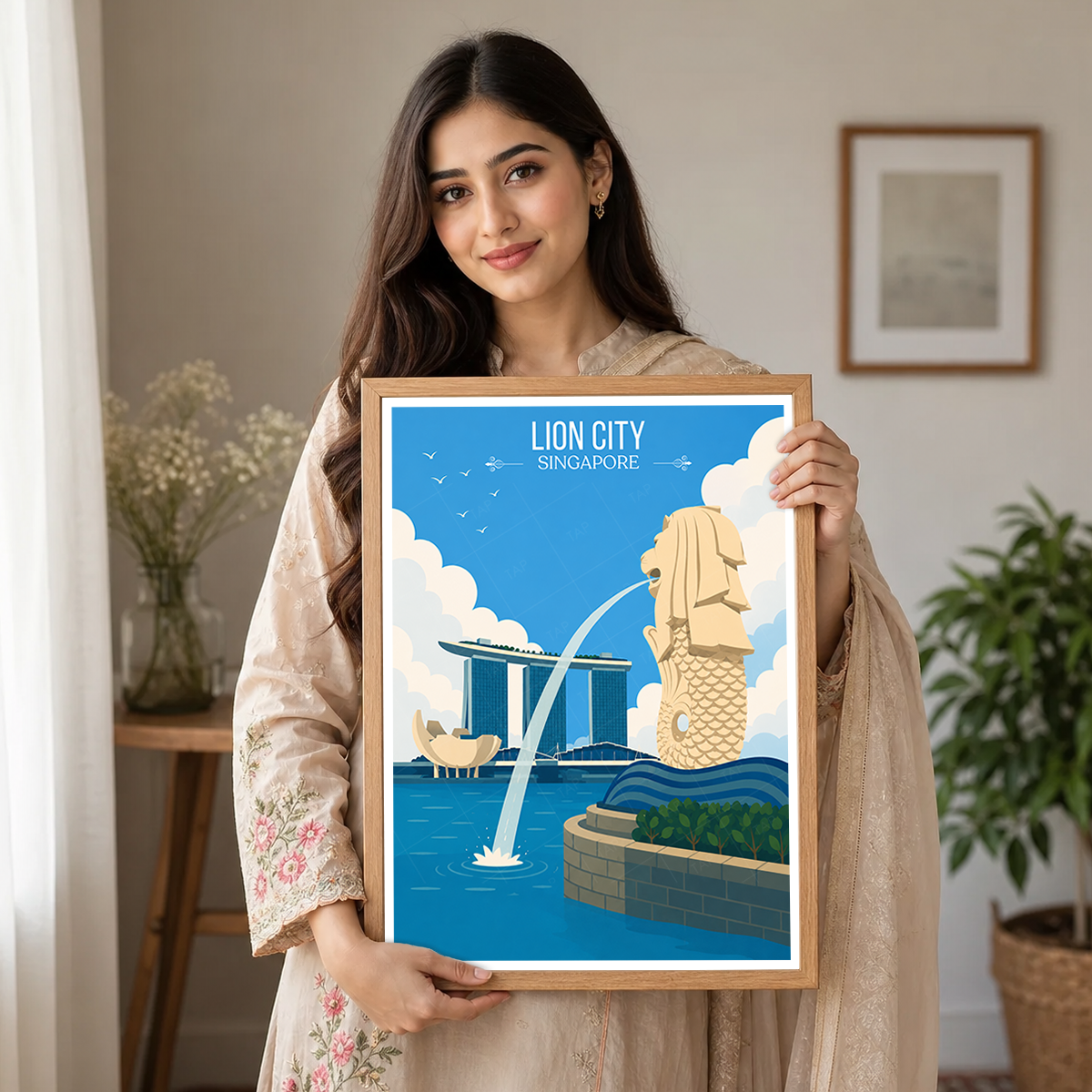Lion City - Singapore - Poster Print Modern Style Wall Art