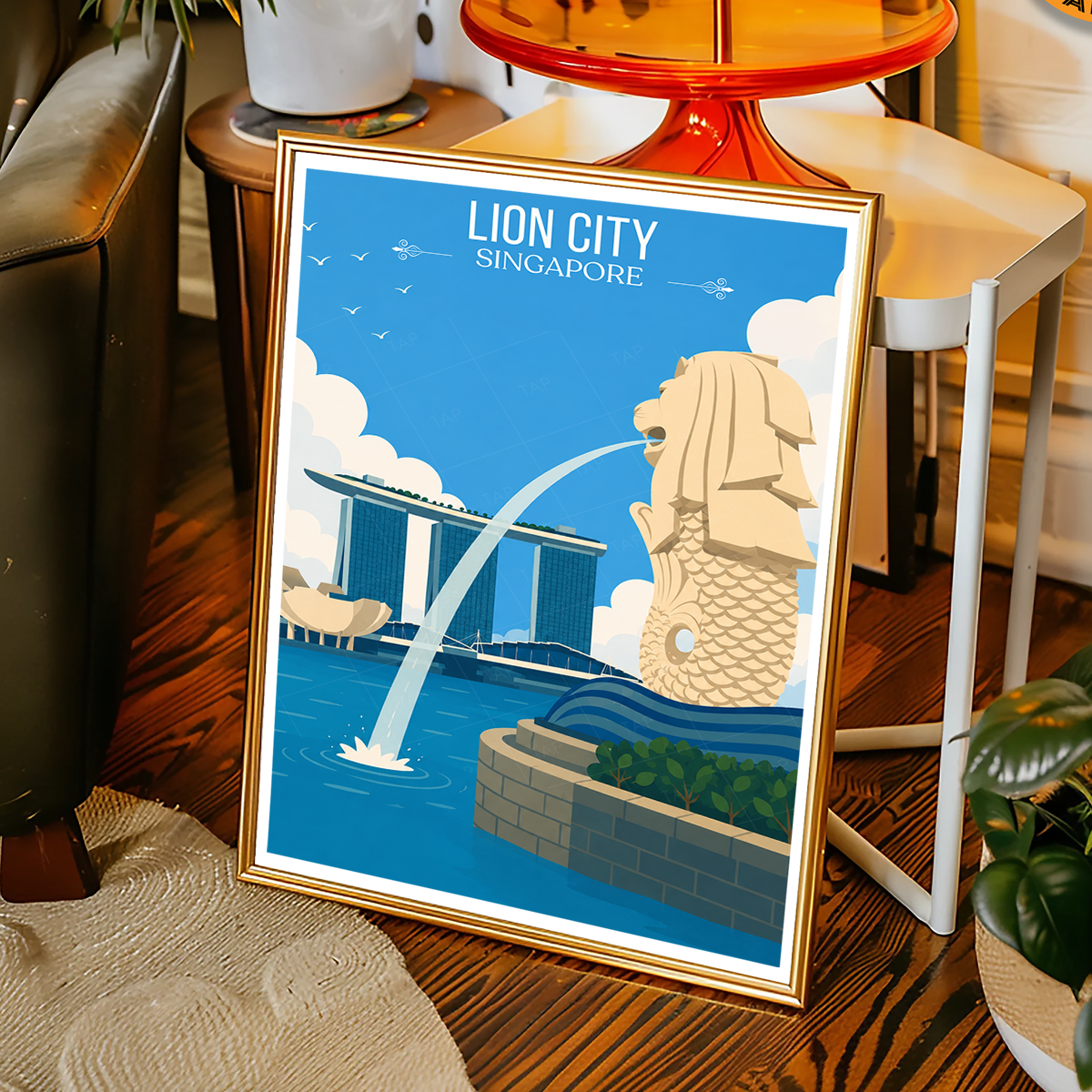 Lion City - Singapore - Poster Print Modern Style Wall Art