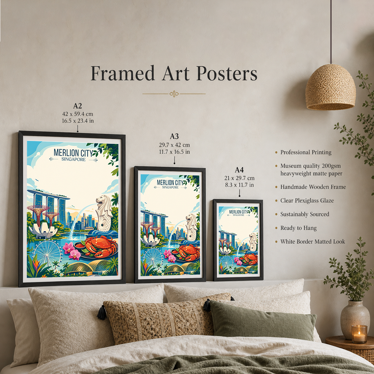 Merlion City - Singapore - Poster Print Modern Style Wall Art
