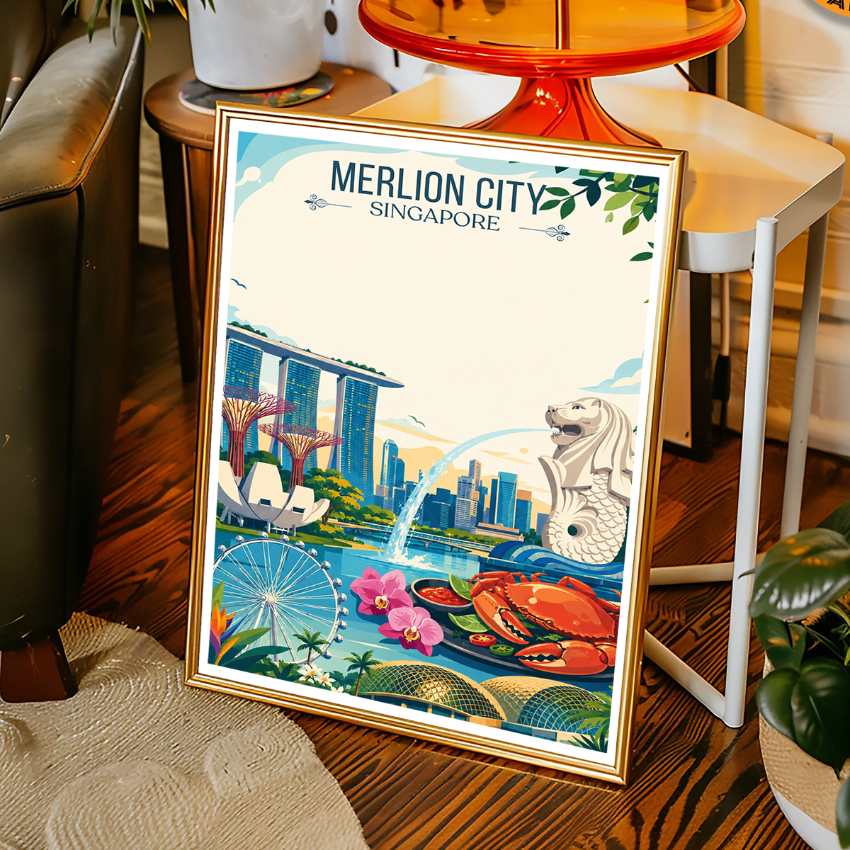 Merlion City - Singapore - Poster Print Modern Style Wall Art