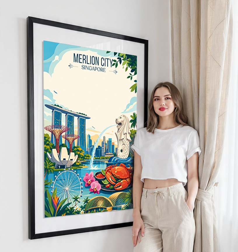 Merlion City - Singapore - Poster Print Modern Style Wall Art