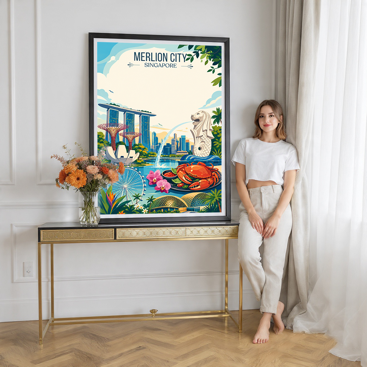 Merlion City - Singapore - Poster Print Modern Style Wall Art