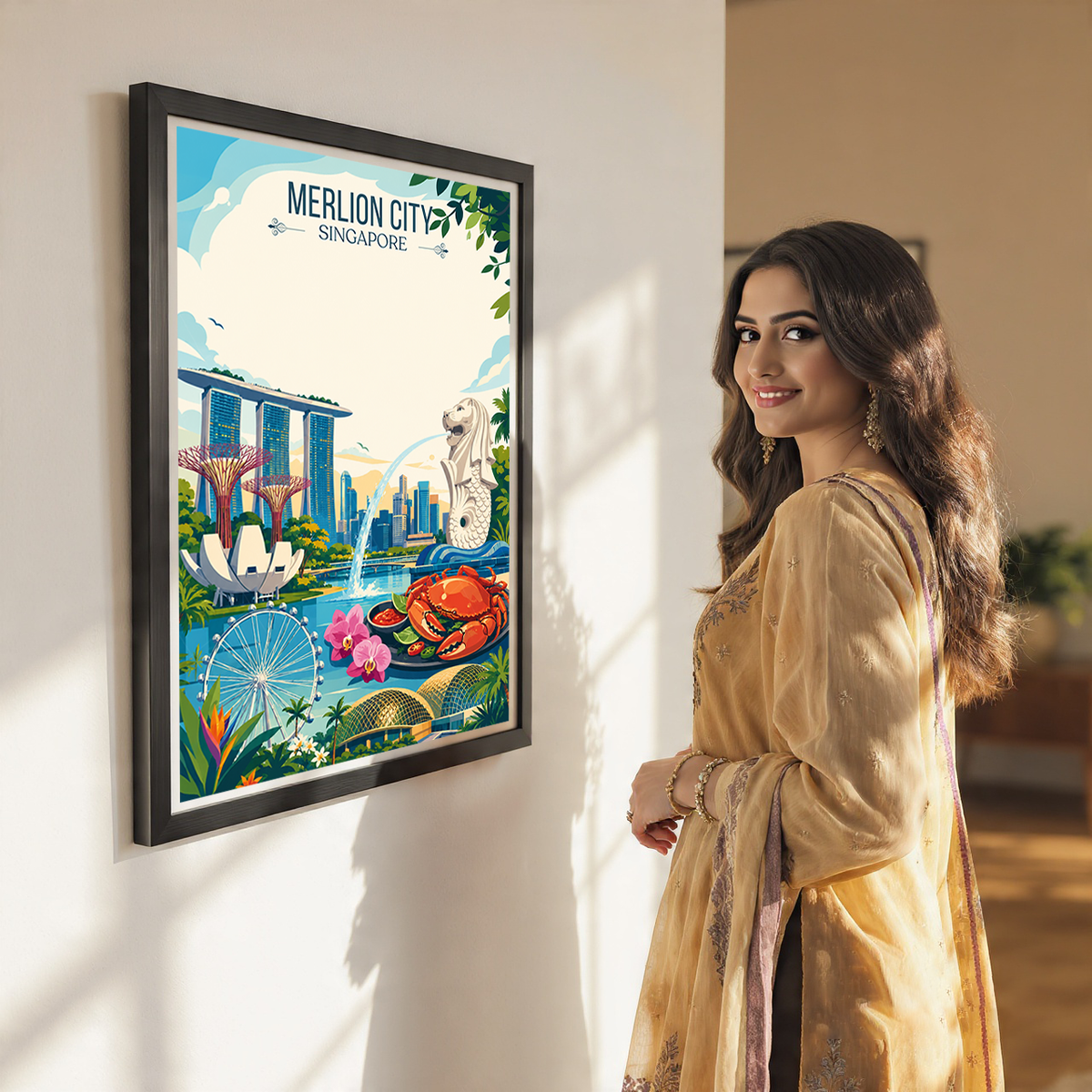 Merlion City - Singapore - Poster Print Modern Style Wall Art