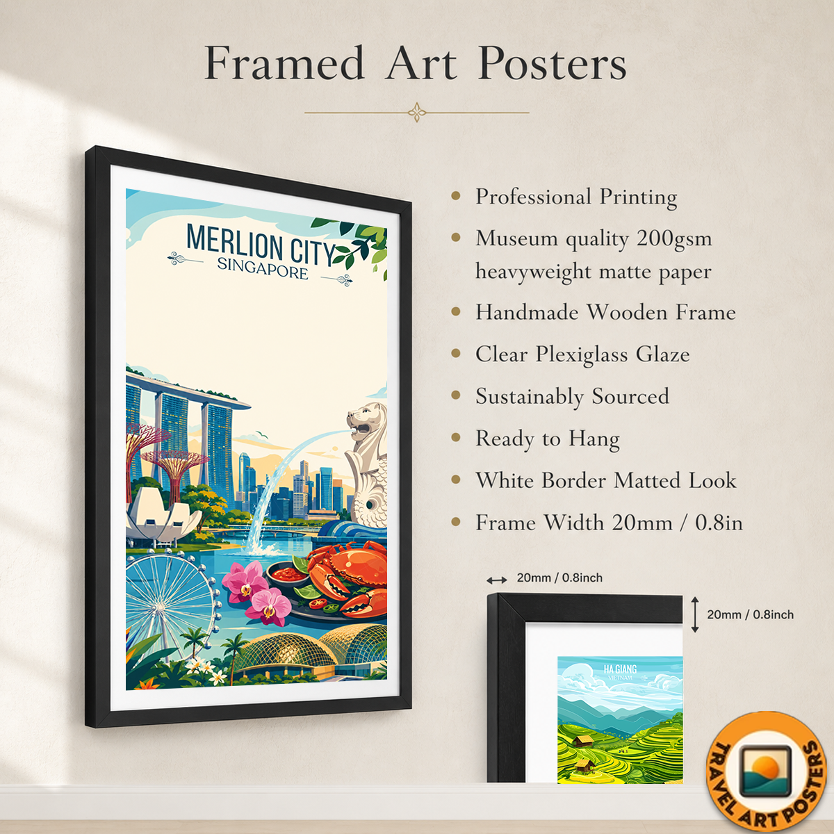 Merlion City - Singapore - Poster Print Modern Style Wall Art