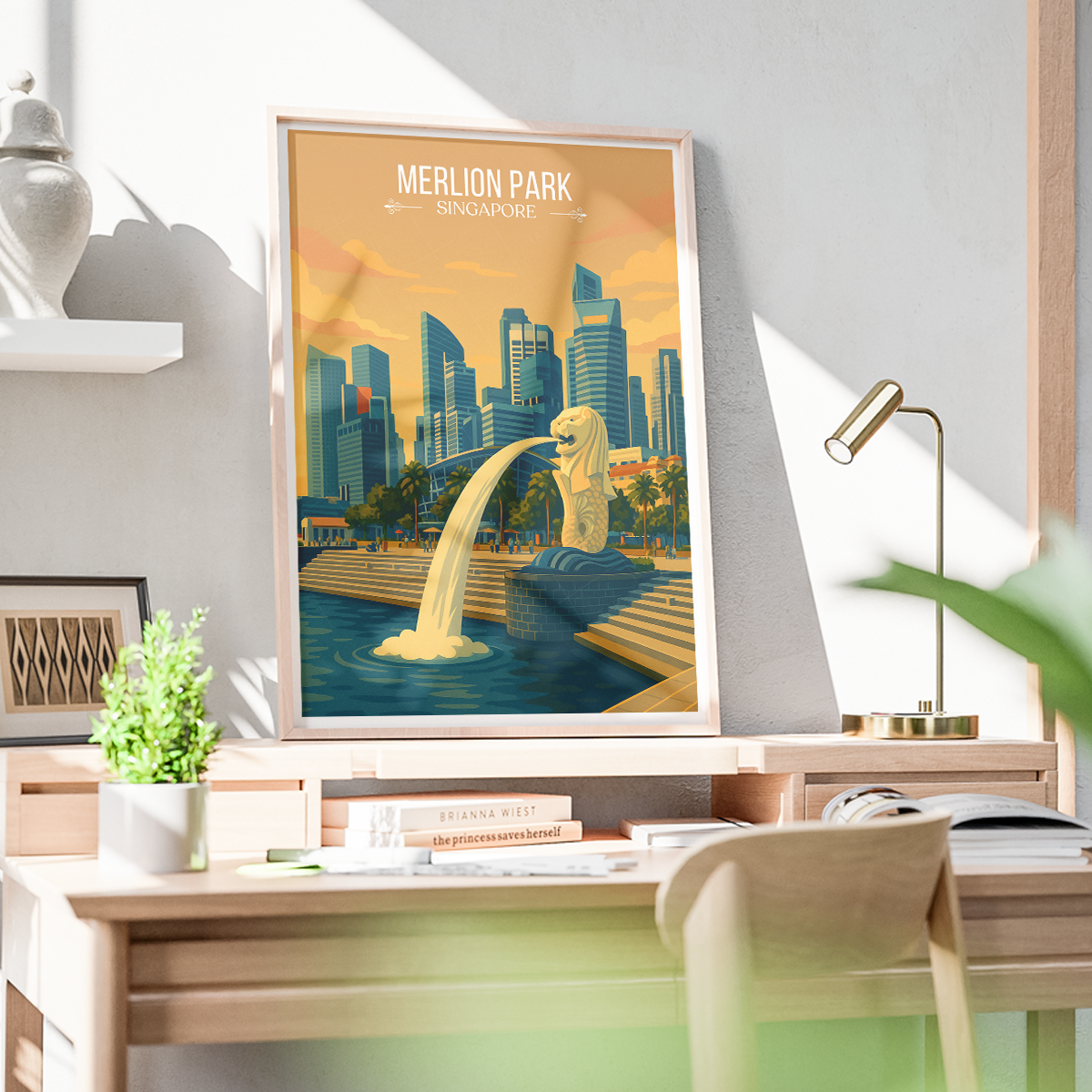 Merlion Park - Singapore - Poster Print Modern Style Wall Art