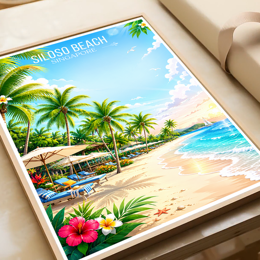 Siloso Beach - Singapore - Poster Print Modern Style Wall Art - Art Print - Travel Art Poster