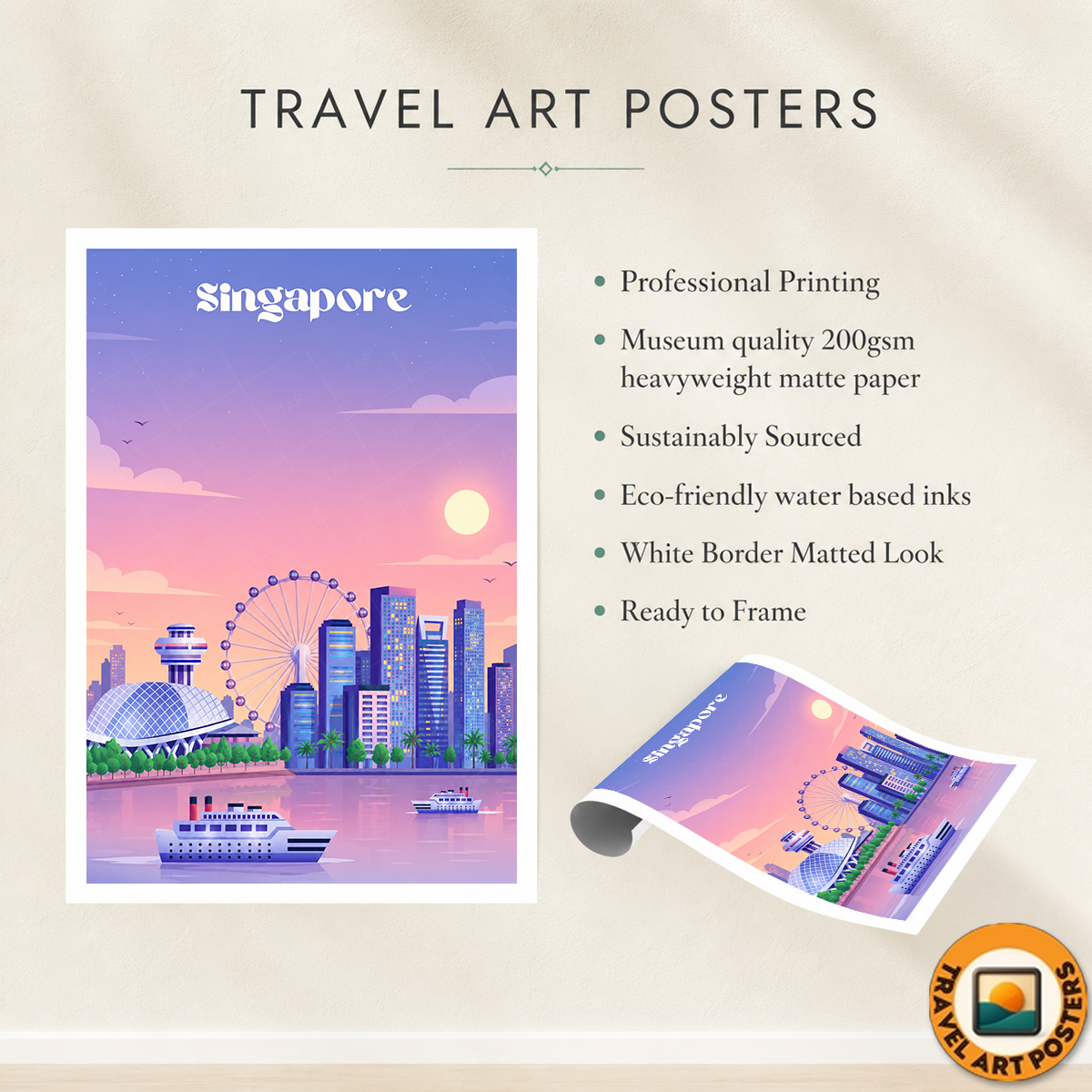 Singapore - Poster Print Modern Style Wall Art