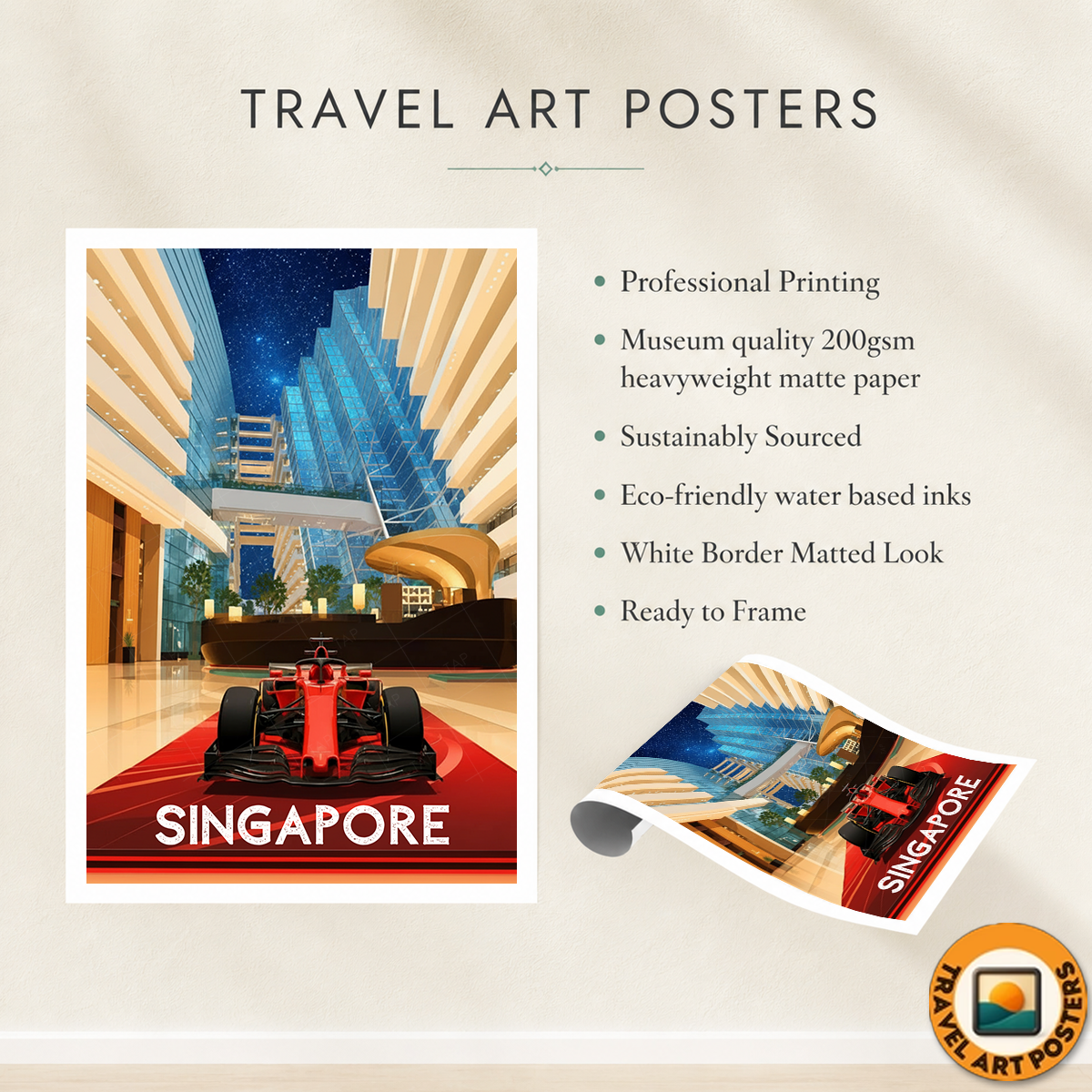 Singapore - Poster Print Modern Style Wall Art
