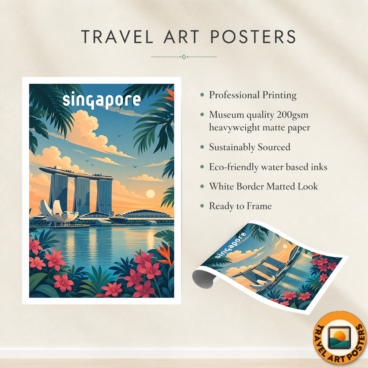 Singapore - Poster Print Modern Style Wall Art