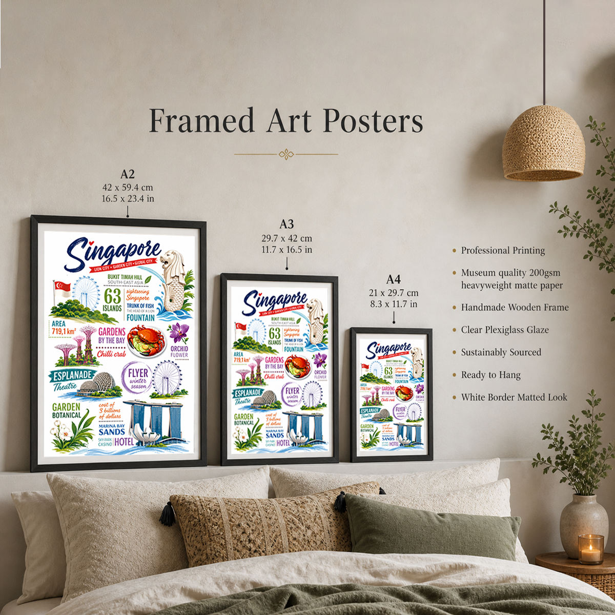 Singapore - Poster Print Modern Style Wall Art