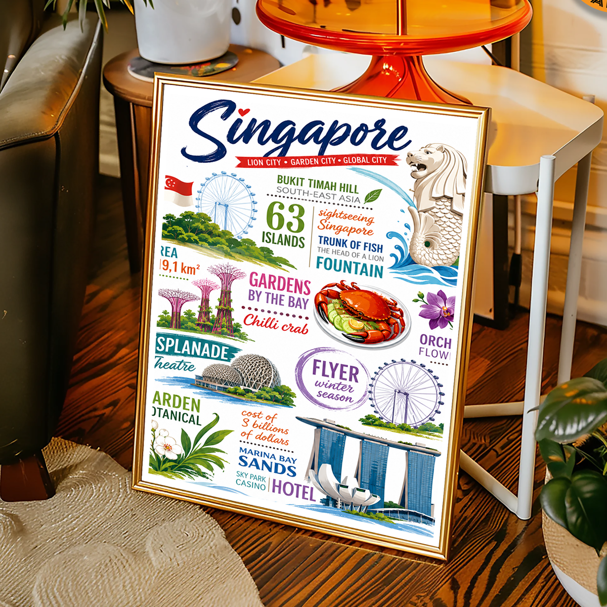 Singapore - Poster Print Modern Style Wall Art