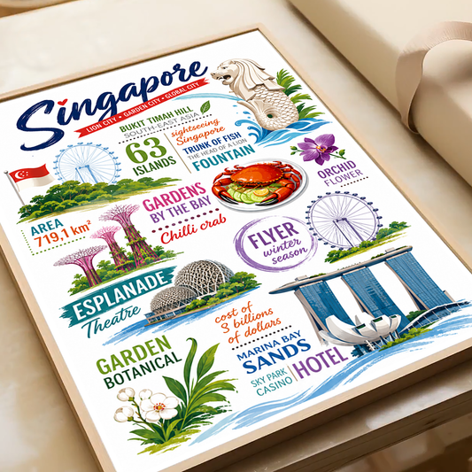 Singapore - Poster Print Modern Style Wall Art - Art Print - Travel Art Poster
