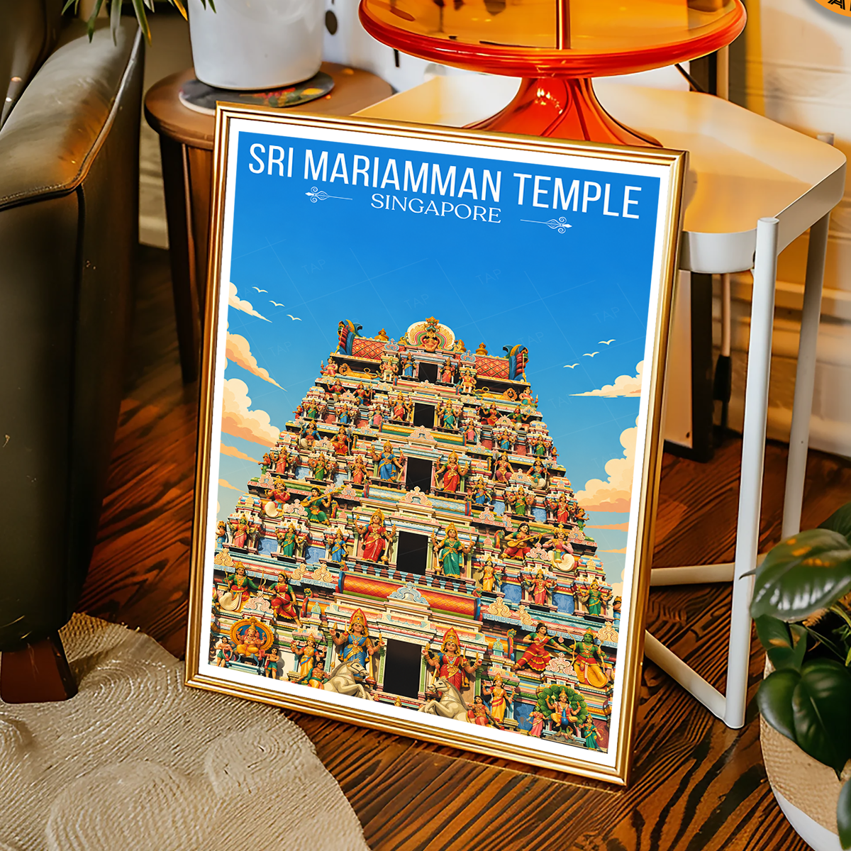Sri Mariamman Temple - Singapore - Poster Print Modern Style Wall Art