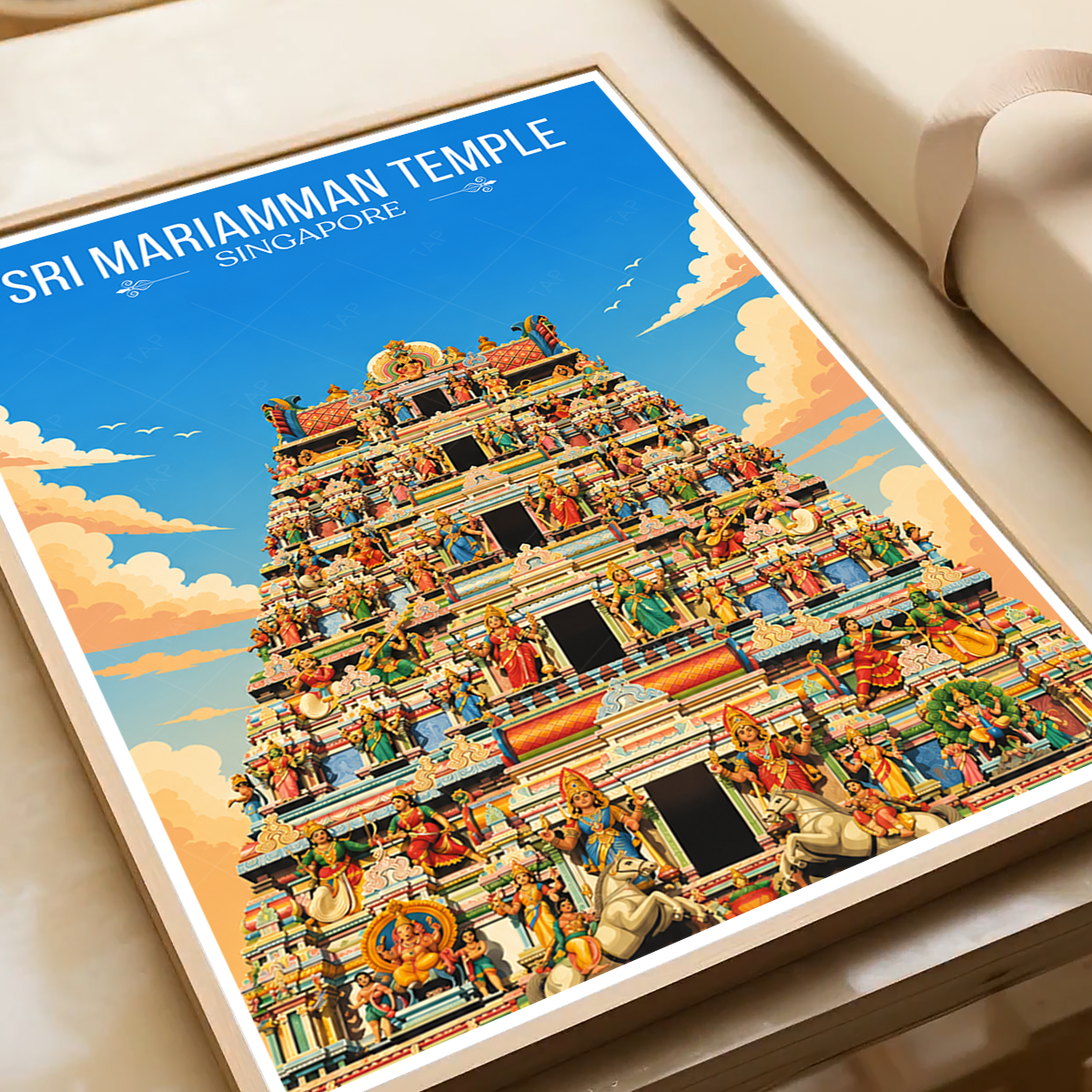 Sri Mariamman Temple - Singapore - Poster Print Modern Style Wall Art
