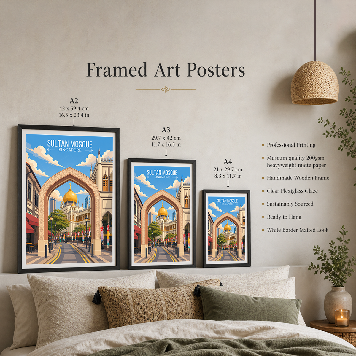 Sultan Mosque - Singapore - Poster Print Modern Style Wall Art