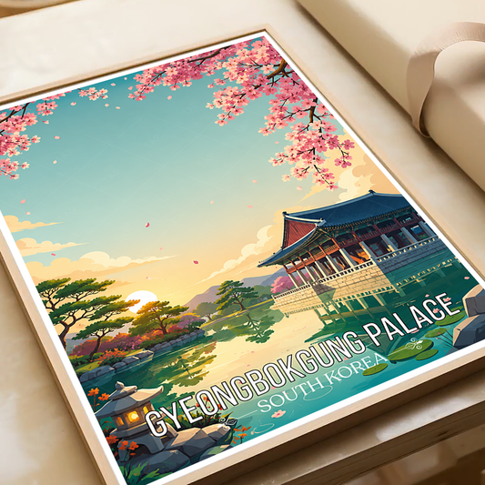 Gyeongbokgung Palace - South Korea - Travel Poster Print Modern Style Wall Art - Art Print - Travel Art Poster