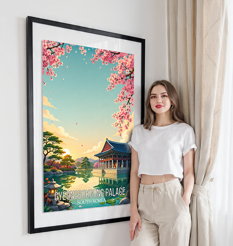 Gyeongbokgung Palace - South Korea - Travel Poster Print Modern Style Wall Art - Art Print - Travel Art Poster