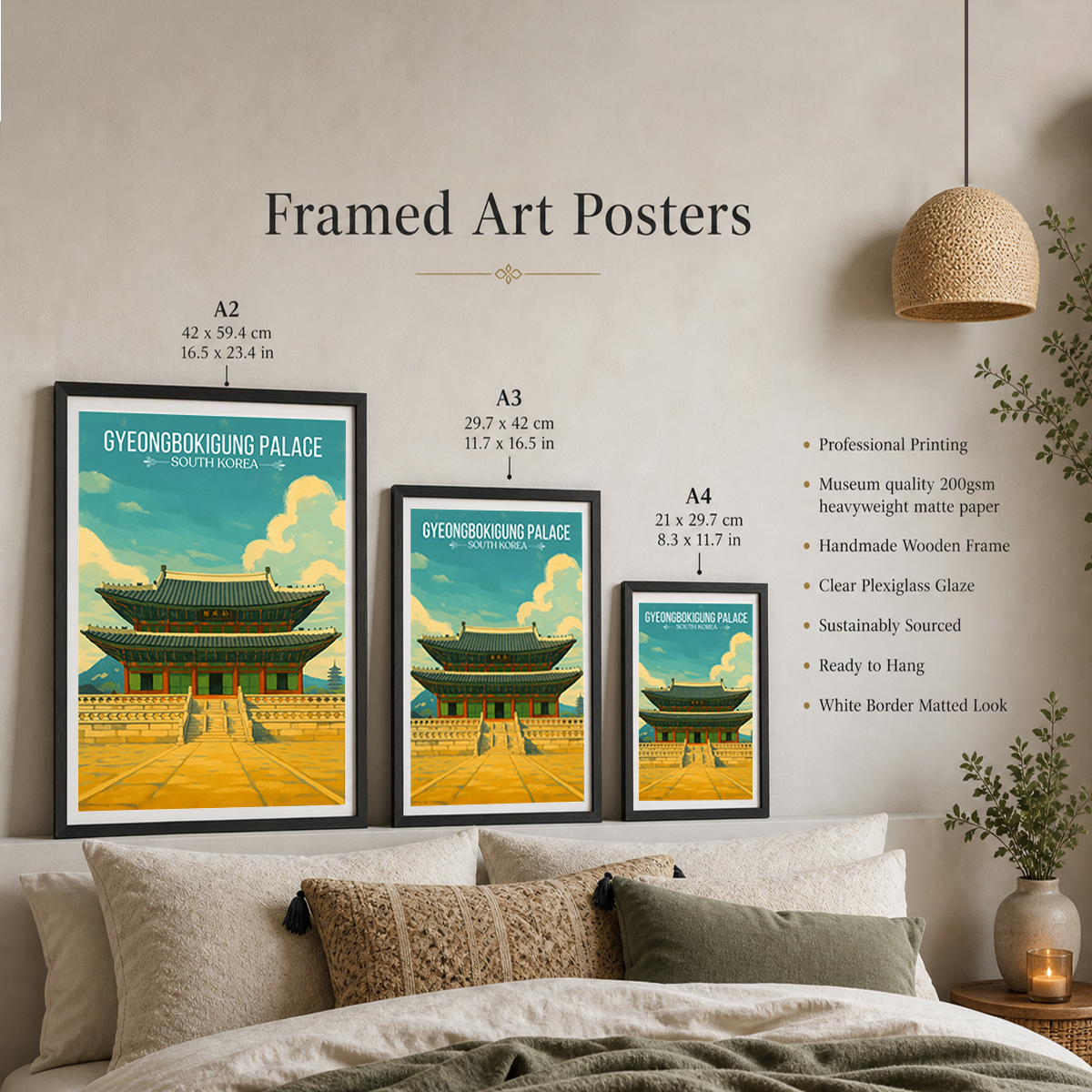 Gyeongbokgung Palace - South Korea - Travel Poster Print Modern Style Wall Art - Art Print - Travel Art Poster