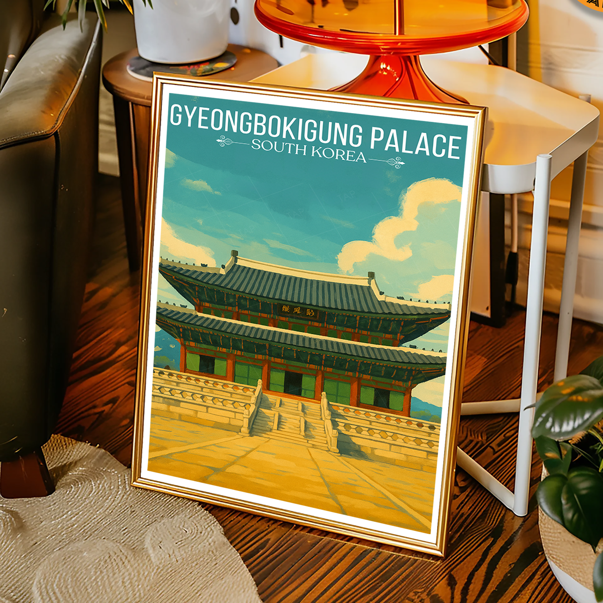Gyeongbokgung Palace - South Korea - Travel Poster Print Modern Style Wall Art - Art Print - Travel Art Poster