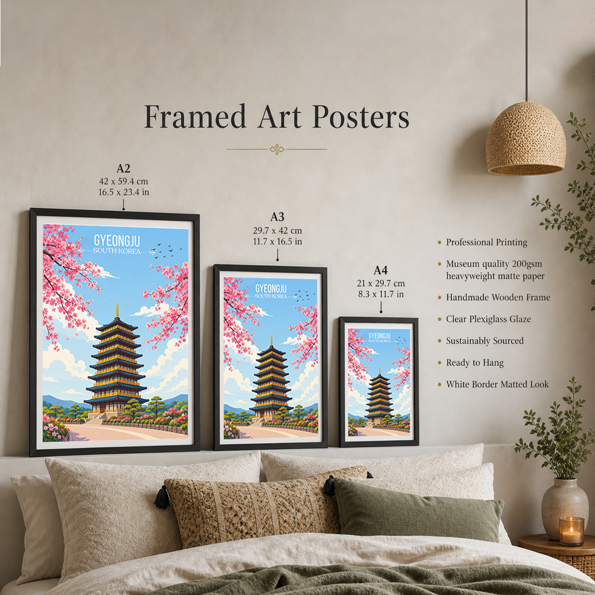 Gyeongju - South Korea - Travel Poster Print Modern Style Wall Art - Art Print - Travel Art Poster