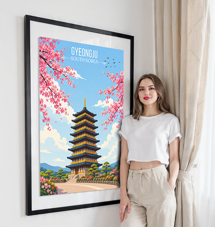 Gyeongju - South Korea - Travel Poster Print Modern Style Wall Art - Art Print - Travel Art Poster
