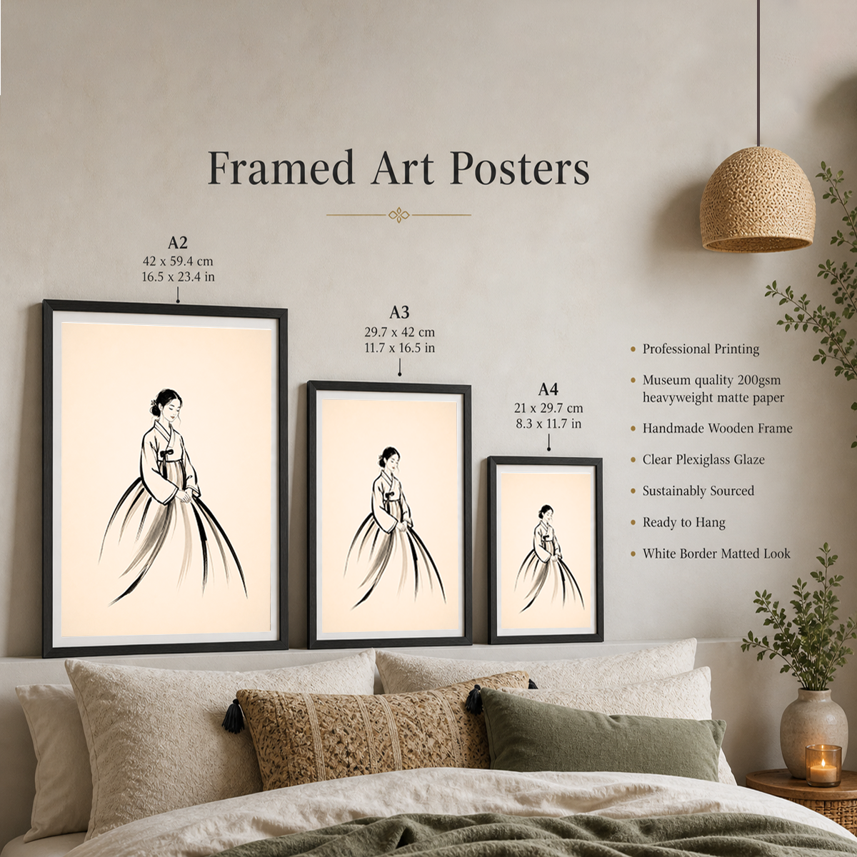 Hanbok Woman - South Korea - Travel Poster Print Modern Style Wall Art - Art Print - Travel Art Poster