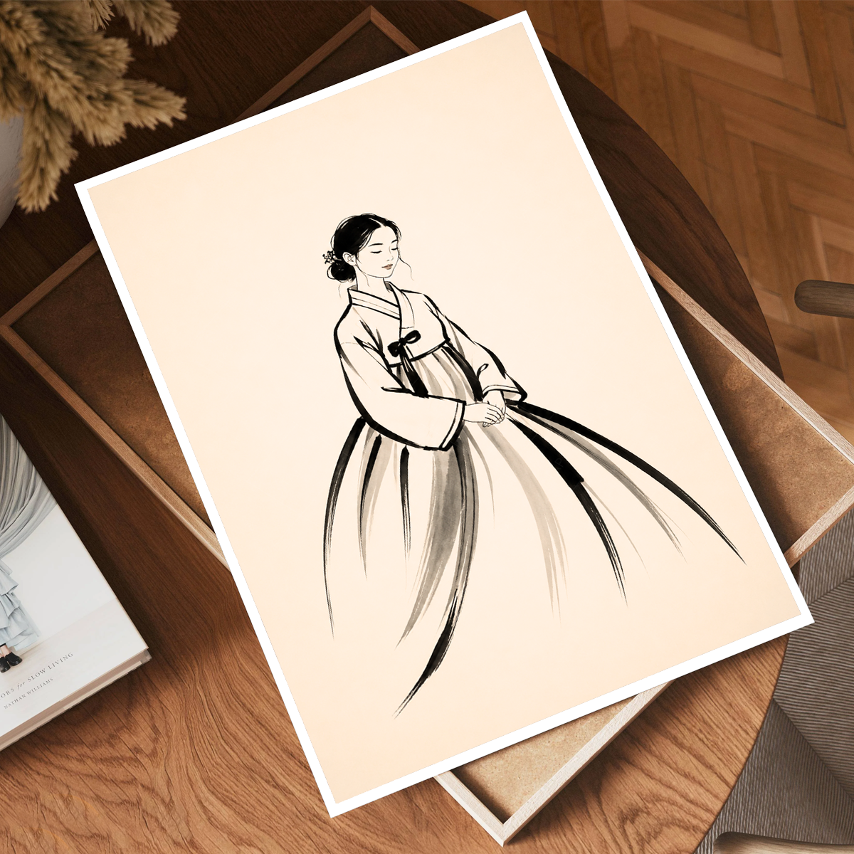 Hanbok Woman - South Korea - Travel Poster Print Modern Style Wall Art - Art Print - Travel Art Poster