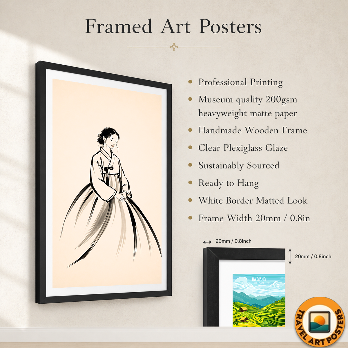 Hanbok Woman - South Korea - Travel Poster Print Modern Style Wall Art - Art Print - Travel Art Poster