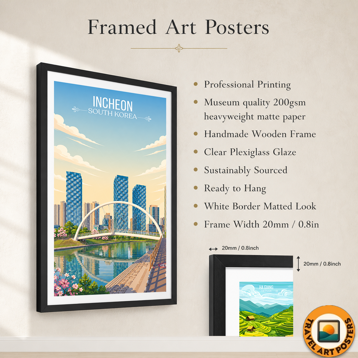 Incheon - South Korea - Travel Poster Print Modern Style Wall Art - Art Print - Travel Art Poster