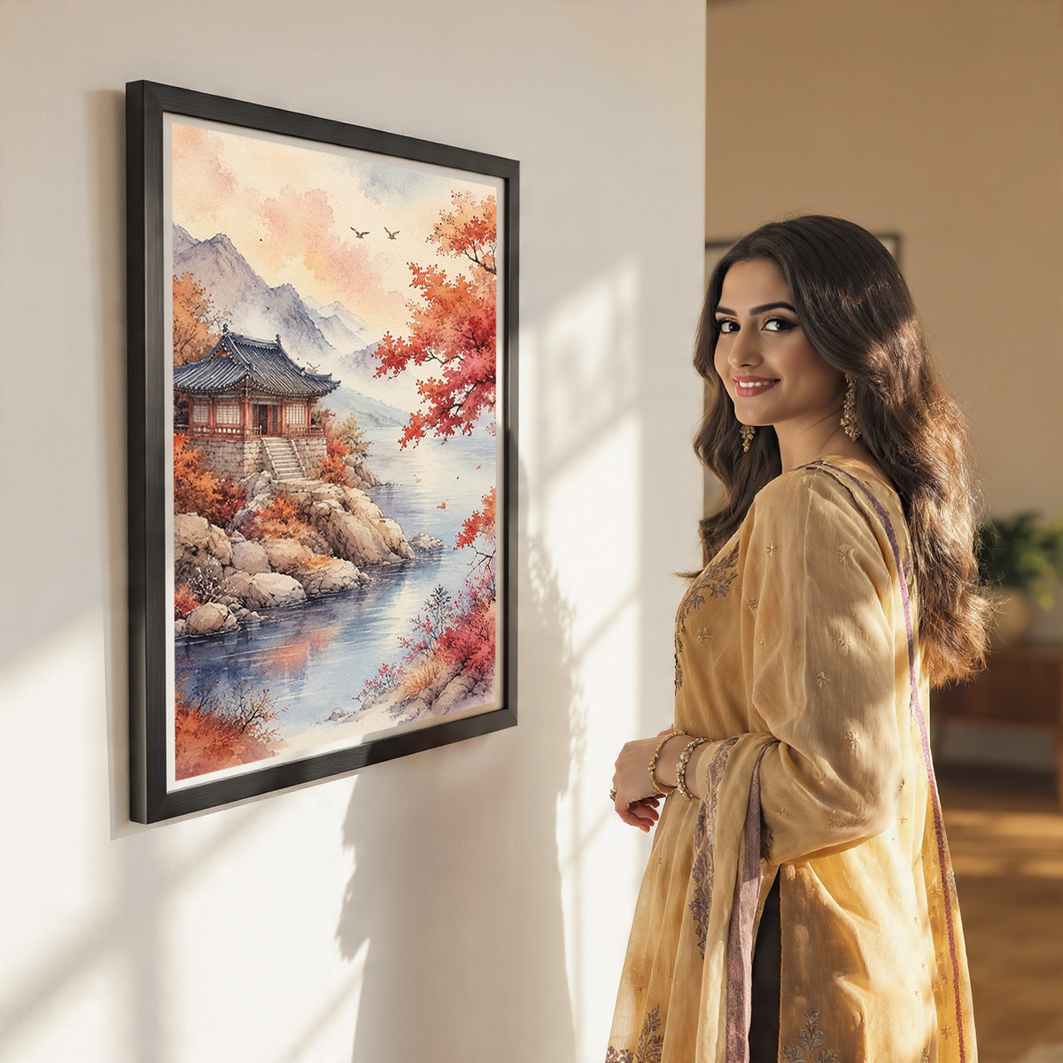 Korean Autumn - South Korea - Travel Poster Print Modern Style Wall Art - Art Print - Travel Art Poster