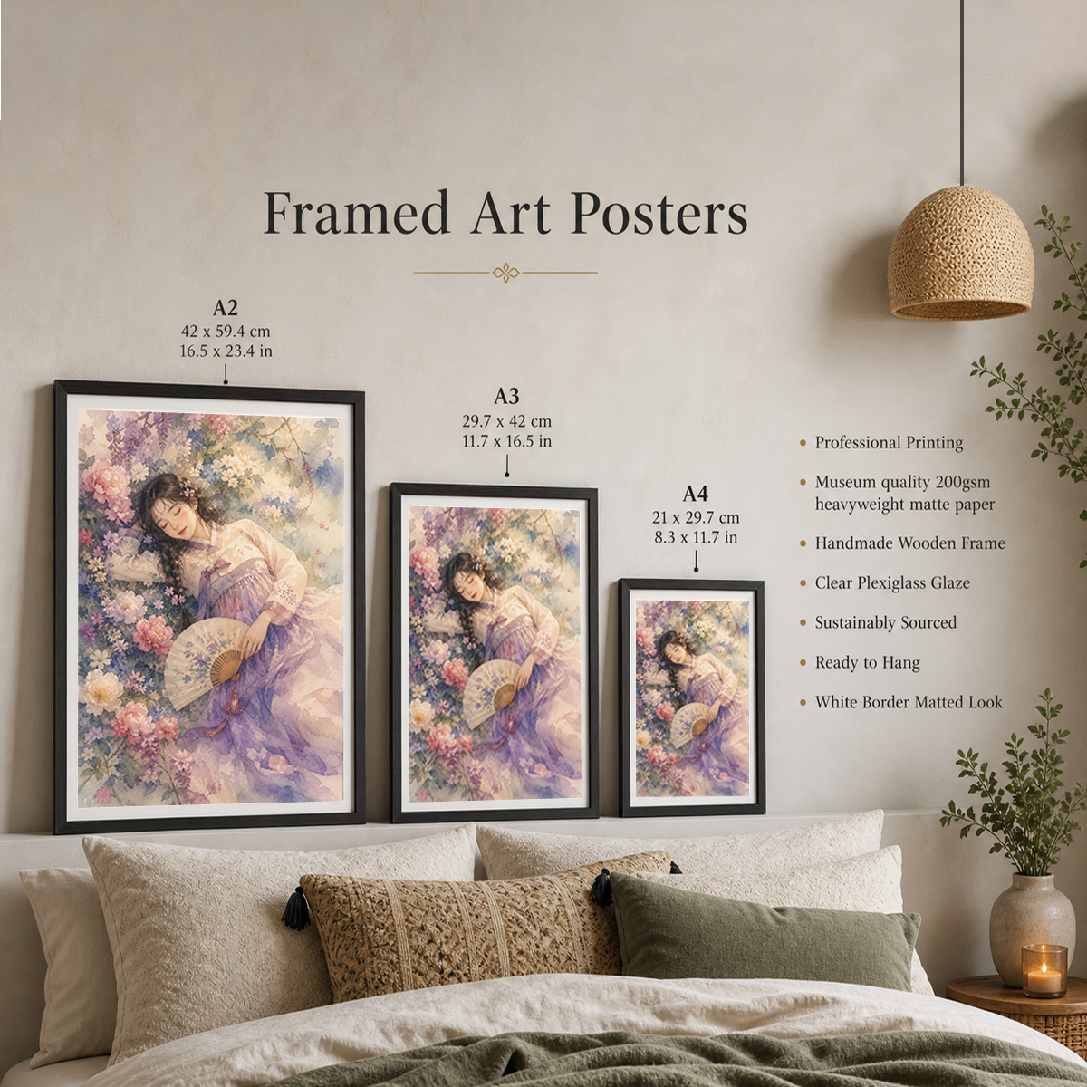 Korean Folk Dancers - South Korea - Travel Poster Print Modern Style Wall Art - Art Print - Travel Art Poster