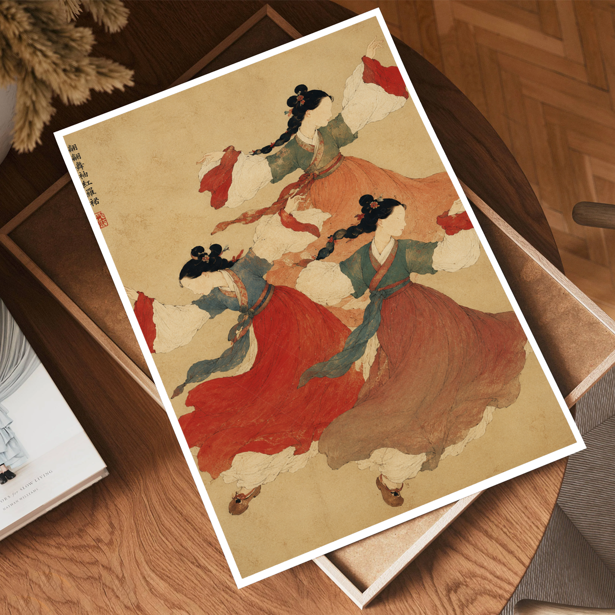 Korean Folk Dancers - South Korea - Travel Poster Print Modern Style Wall Art