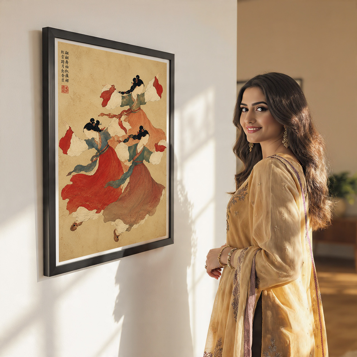 Korean Folk Dancers - South Korea - Travel Poster Print Modern Style Wall Art